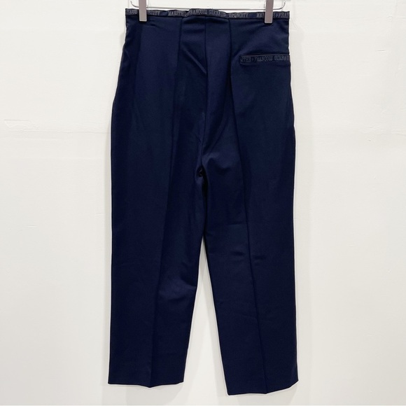 Marithe Francois Girbaud Logo Waistband Navy Straight Leg Trouser Pants Size 32 - Picture 2 of 8